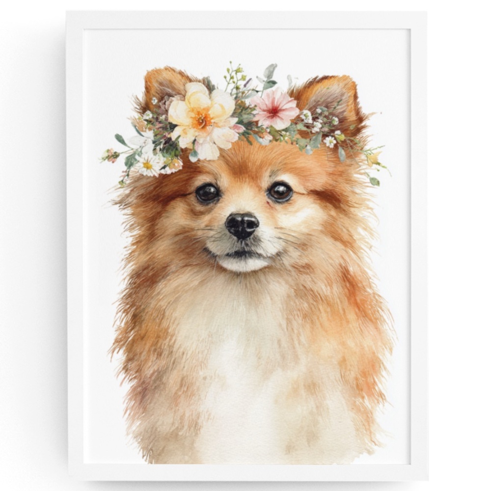 Watercolor Pomeranian Dog Portrait Art Print – Unframed Fine Art Poster